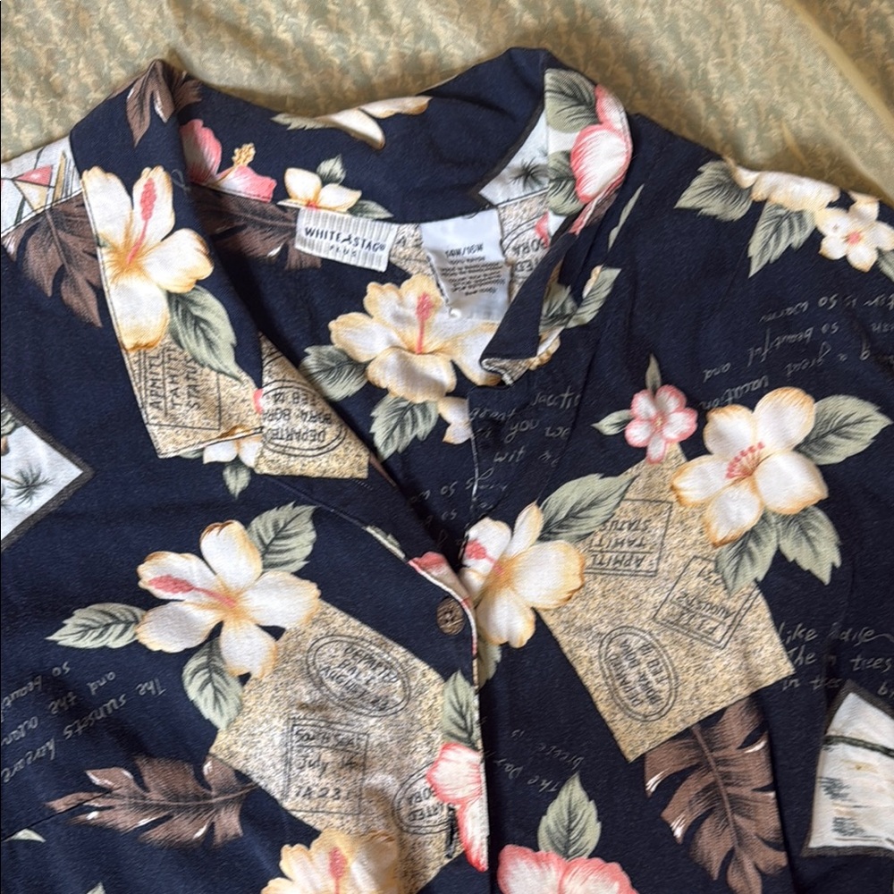 White Stag Navy Floral Blouse